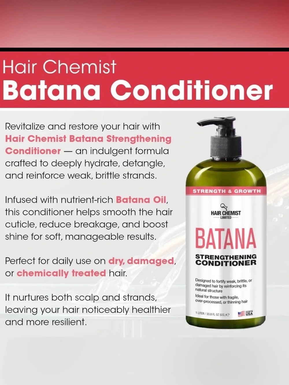 Hair Chemist Batana Strengthening Shampoo& Conditioner plus Oil Set -NEW IN BOX
